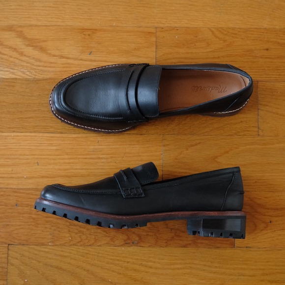Madewell The Corinne Lugsole Loafers Black Leather Penny Shoes Women's 10.5